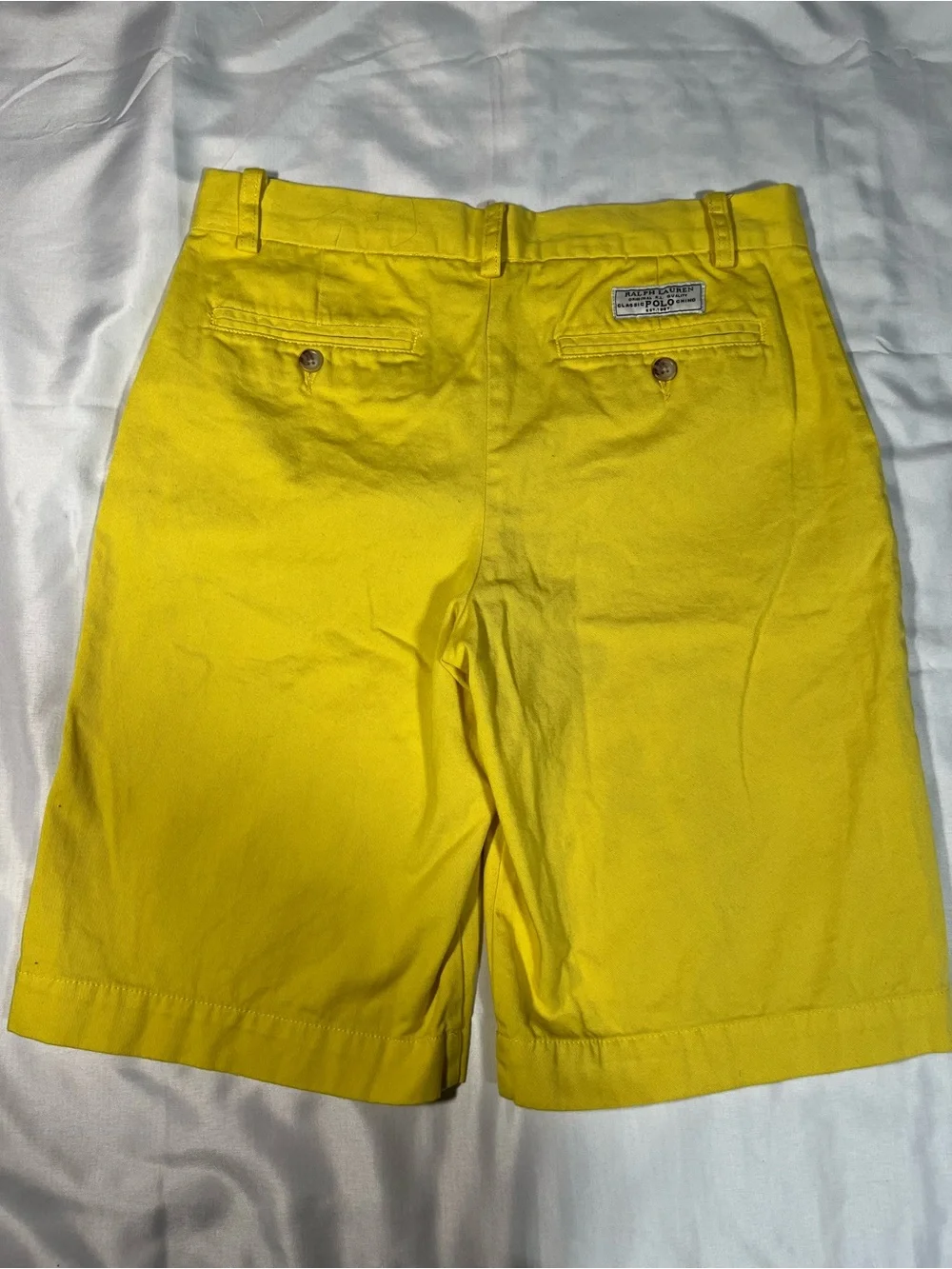 Polo Ralph Lauren Boys Classic Fit Yellow Chino Shorts Youth Size 16 Preppy